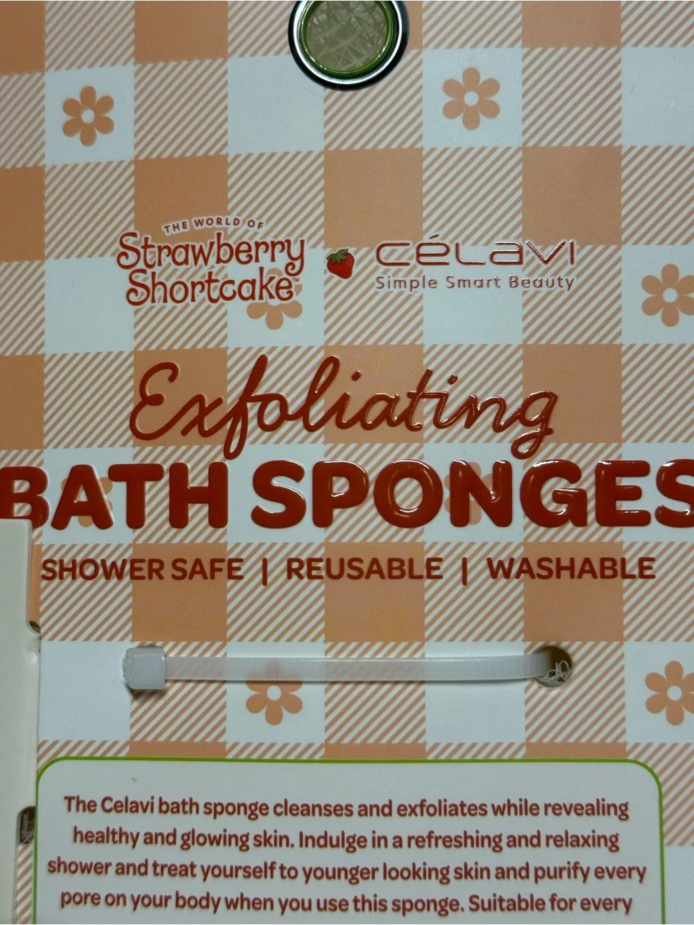 Strawberry Shortcake X Celavi Exfoliating Bath Sponges Loofa 2pk Orange White